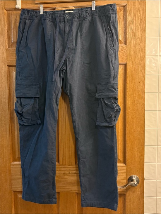 Mutual Weave Other - Mutual Weave Men’s Relaxed Fit Cargo Pants Blue Size 3XL 44X32 - Elastic Waist